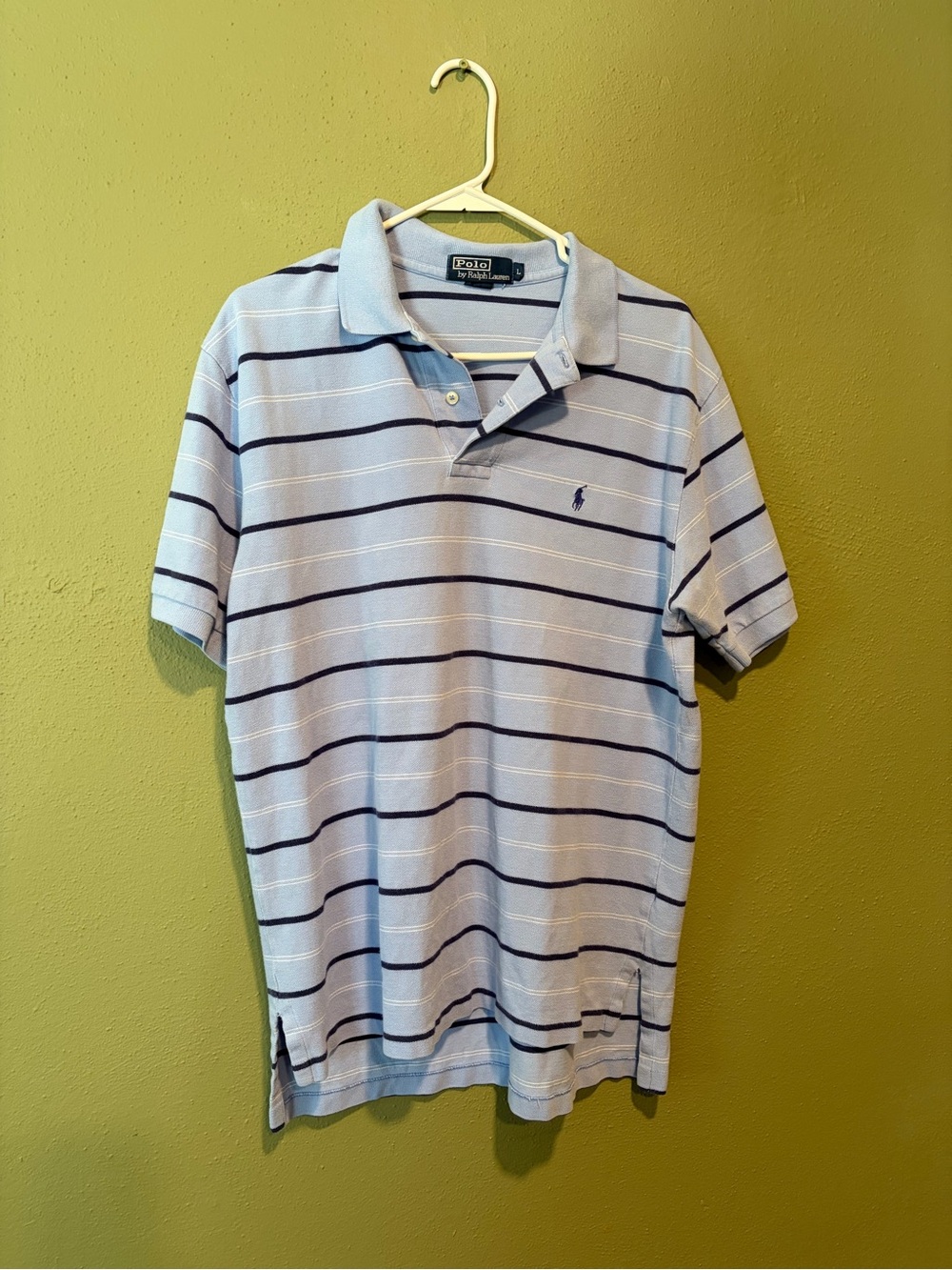 Polo by Ralph Lauren Light Blue with Navy Stripes Cotton Polo